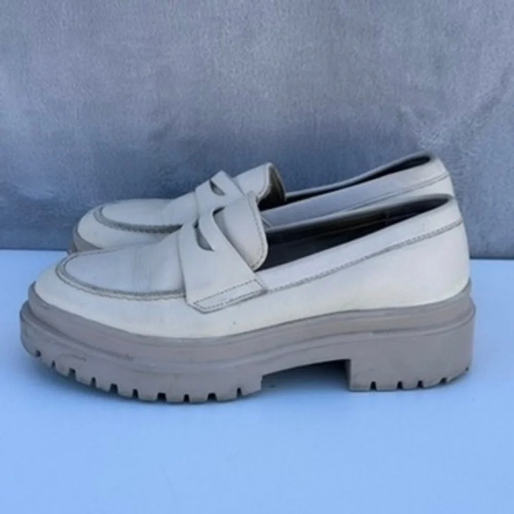 PATINA Zoe Chunky Loafer Cream White Leather Shoes Women US 6.5